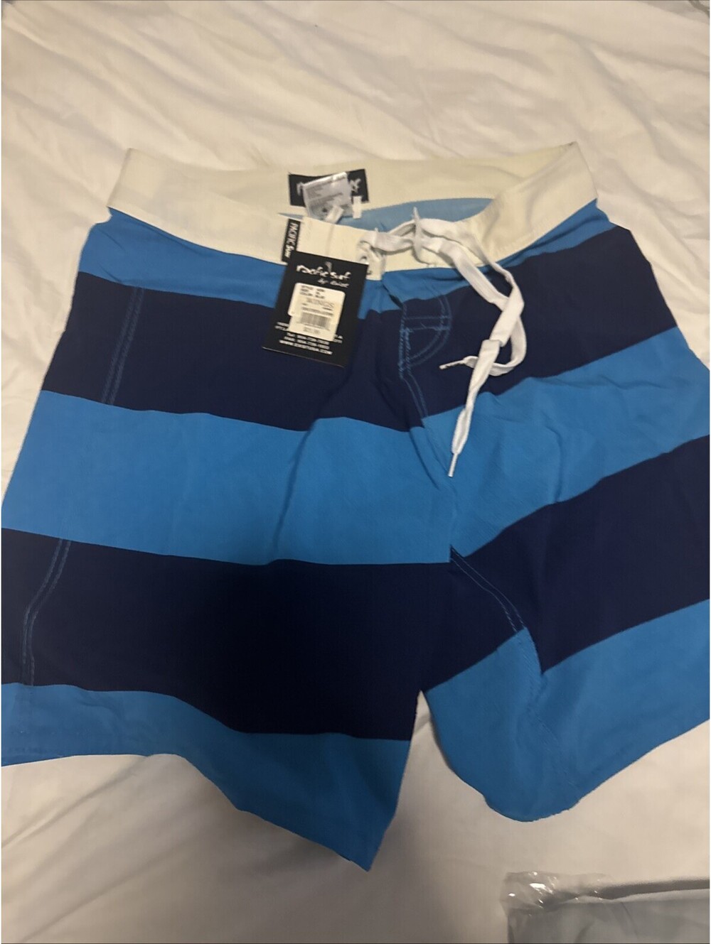 Pacific Surf Blue Striped Board Shorts Swim Trunks Mens Sz Xl